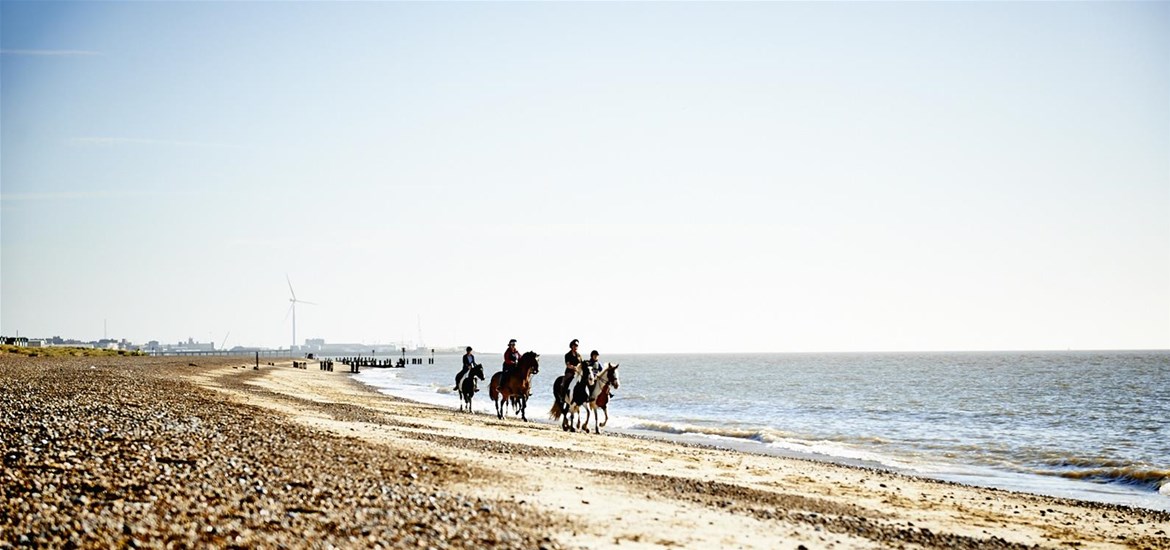 Horse riding on Pakefield Beach