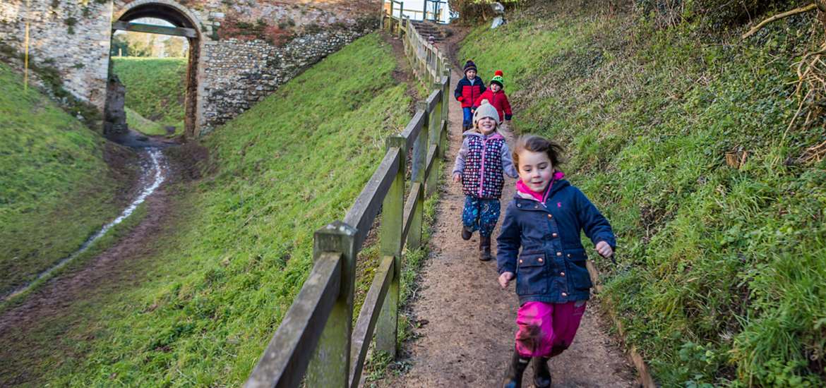 Children walking at Framlingham Castle