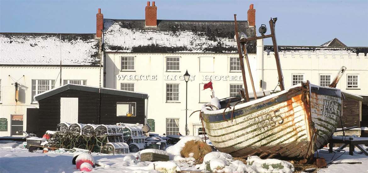 The White Lion in Aldeburgh in the snow