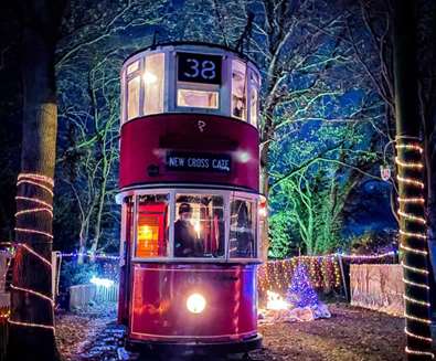 Christmas tram at East Anglia Transport Museum