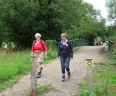 Suffolk Walking Festival - Women walking over bridge Suffolk Walking Festival - Women walking over bridge