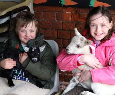 Easton Farm Park Kids with Lambs