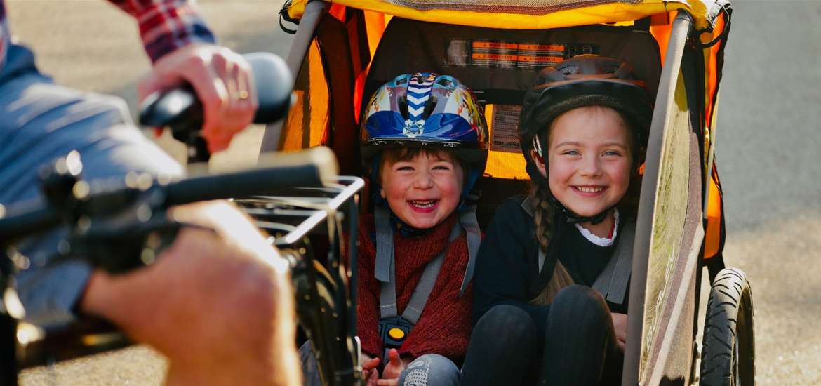 Southwold Cycle Hire - Children in bike buggy