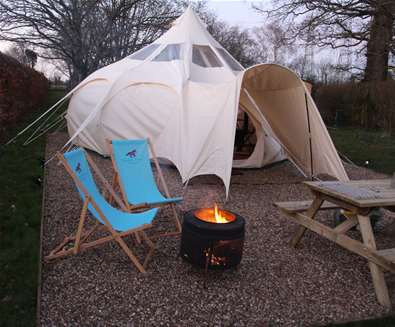 WTS - Manor Farm Knodishall - Bell tent with deck chairs