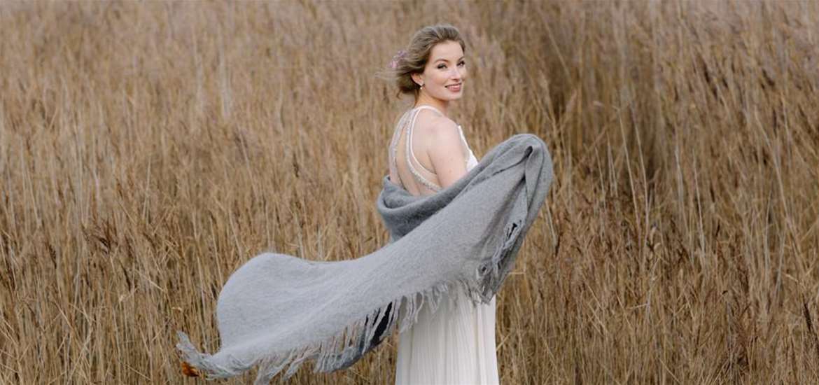 WED - Snape Maltings - Bride in reeds