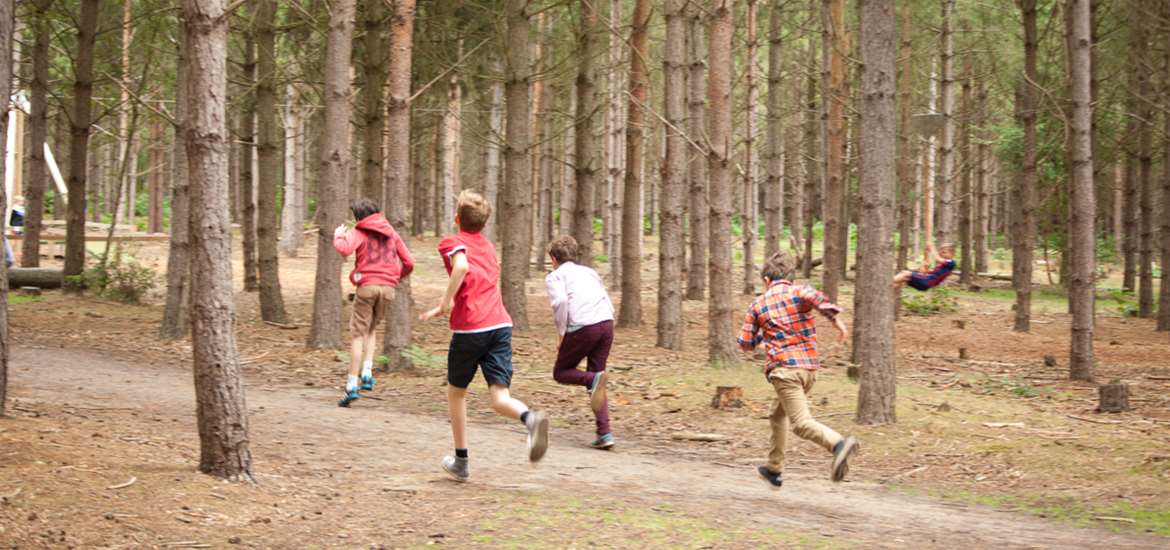 Kids running in Rendlesham Forest